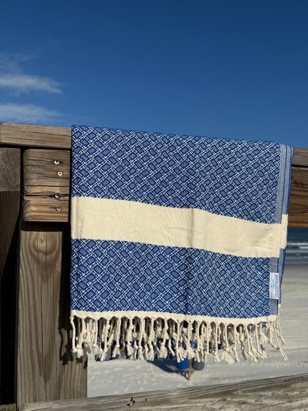 Crab Trap Rag Blue — Salt Rag™ Sand-Resistant Turkish Beach Towel
